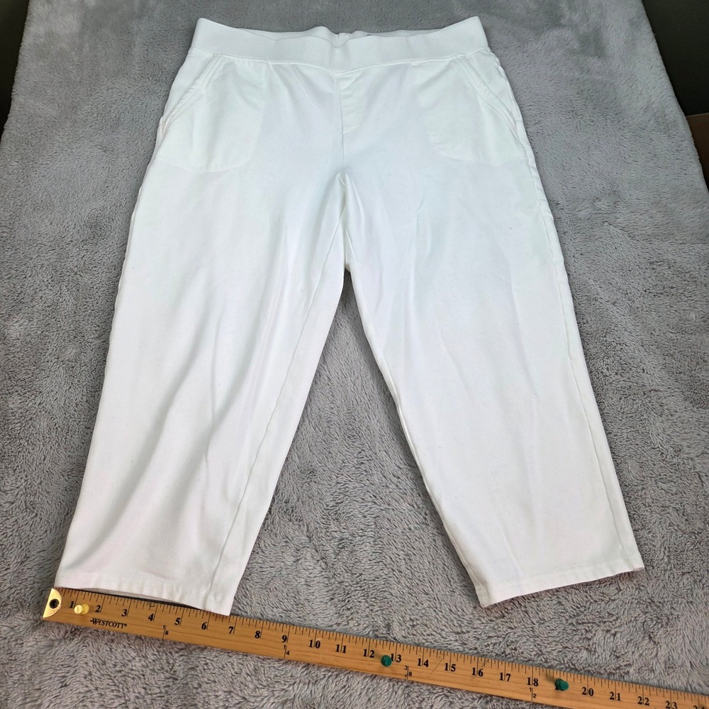 T by Talbots Relaxed Crop Pants Womens Size Lp Pull On Cotton Modal White Solid